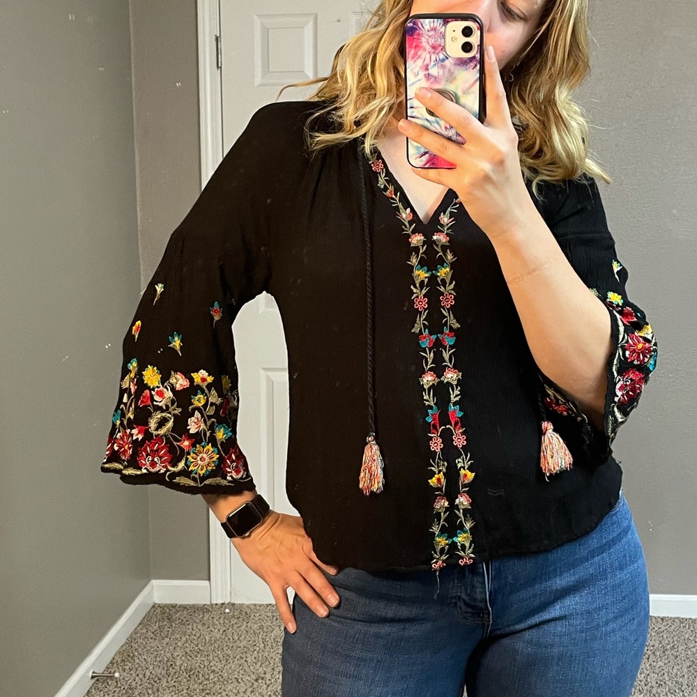 Anthropologie Boho Peasant Top